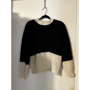 Wild Pony Colorblock Chunky Knit Sweater in Black and Cream